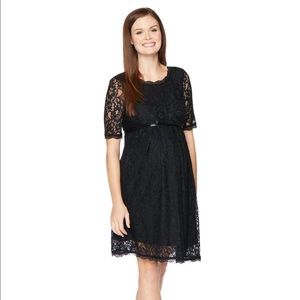 Lace Fit and Flare Maternity Dress